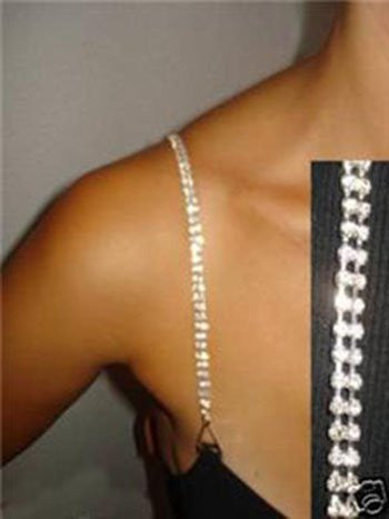 Decorative bra straps with black crystals
